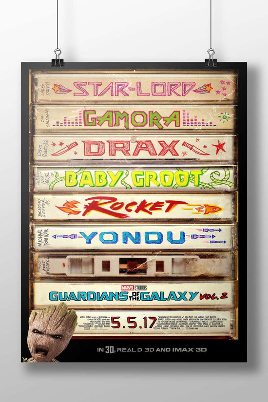 Guardians of the Galaxy Vol. 2 characters (Star-Lord, Gamora, Drax, Baby Groot, Rocket, Yondu) from Marvel Studios. Main