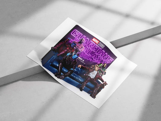 Guardians of the Galaxy characters (Peter Quill/Star-Lord, Rocket Raccoon, Groot, Drax, Mantis) from Marvel Studios'