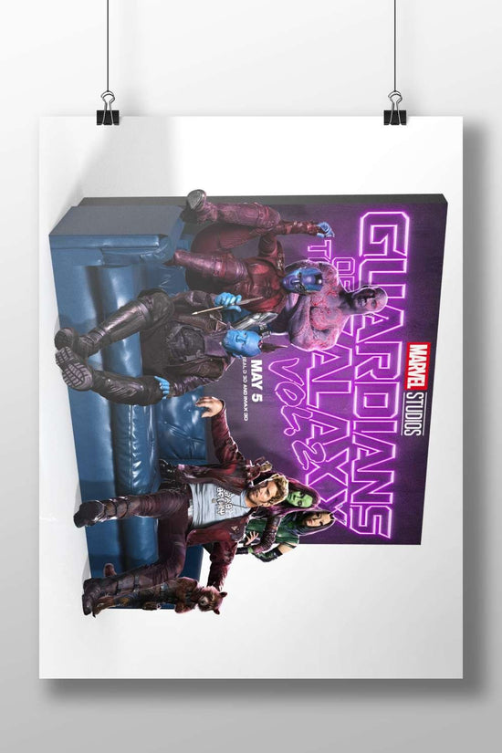 Guardians of the Galaxy characters (Peter Quill/Star-Lord, Rocket Raccoon, Groot, Drax, Mantis) from Marvel Studios'