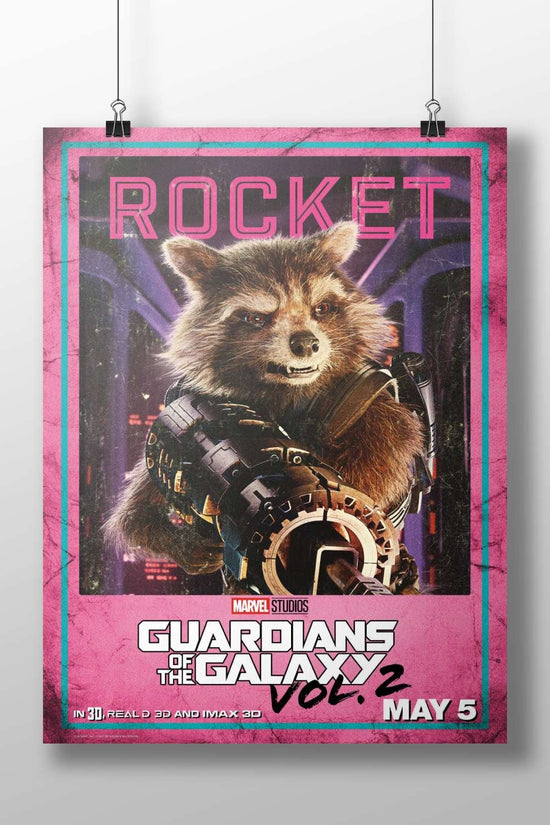 Rocket, a character from Marvel Studios' Guardians of the Galaxy Vol. 2. Main Subject: Rocket, a character from Marvel