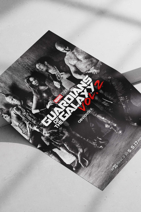 The characters from Marvel Studios' Guardians of the Galaxy Vol. 2 (Peter Quill, Gamora, Rocket Raccoon, Drax the Destroyer,