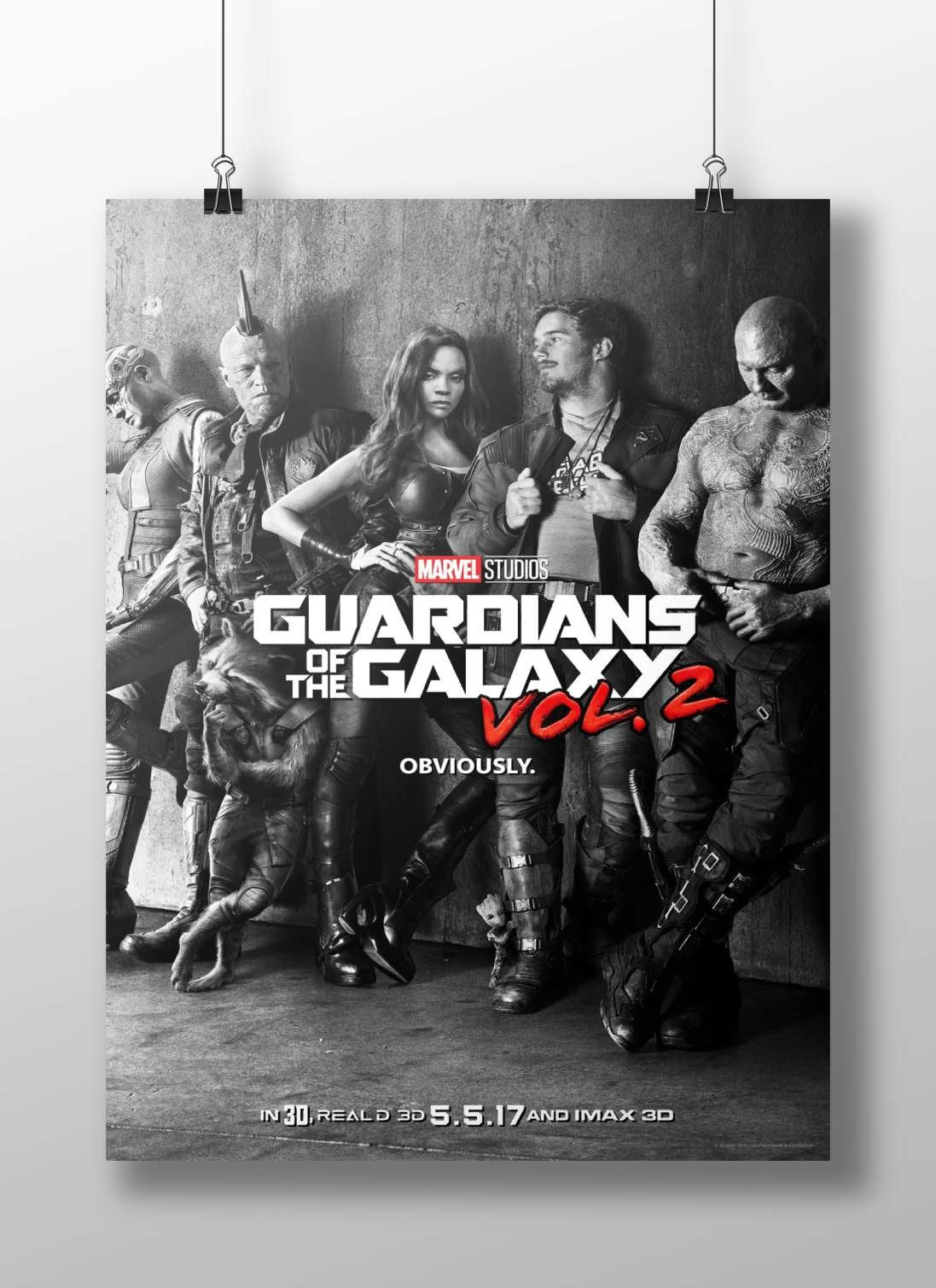 The characters from Marvel Studios' Guardians of the Galaxy Vol. 2 (Peter Quill, Gamora, Rocket Raccoon, Drax the Destroyer,
