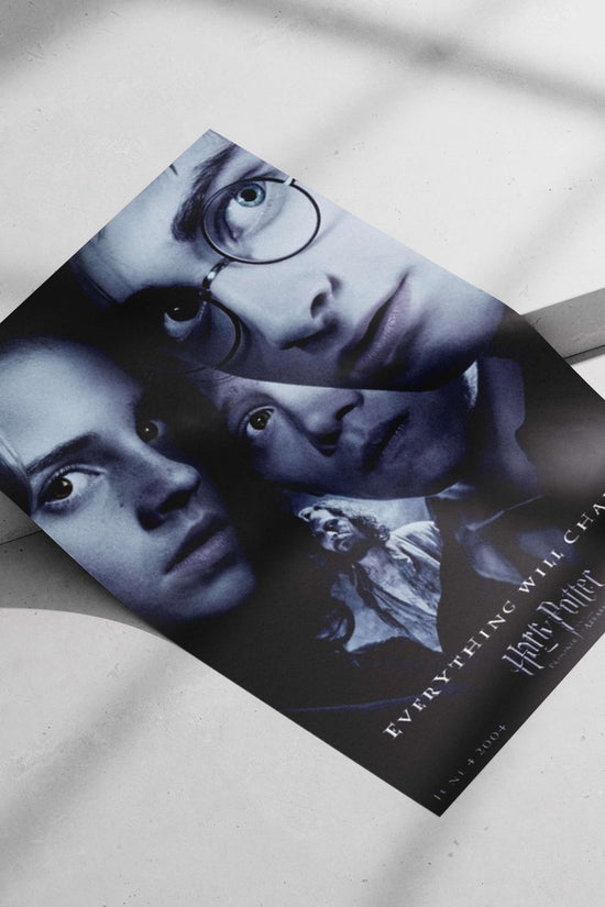 Harry Potter franchise (specifically "Harry Potter and the Prisoner of Azkaban" movie poster) Main Subject: Harry Potter