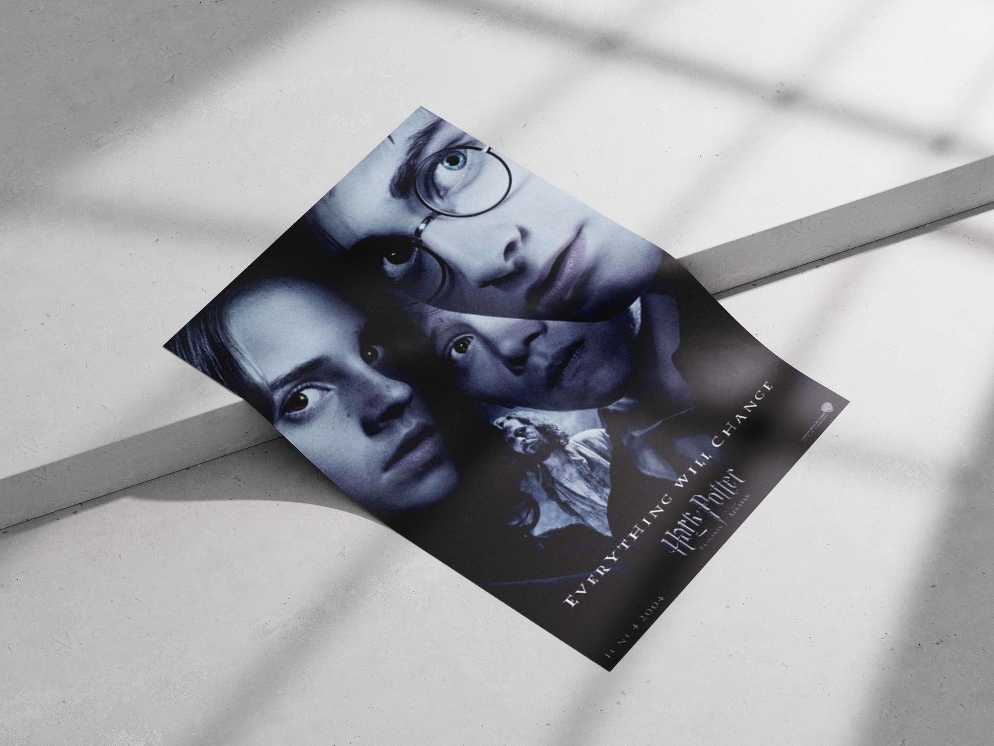 Harry Potter franchise (specifically "Harry Potter and the Prisoner of Azkaban" movie poster) Main Subject: Harry Potter