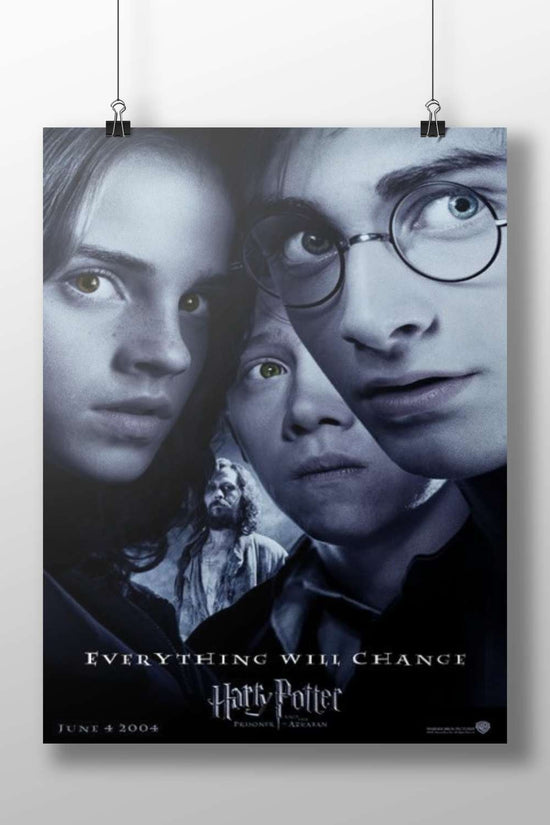 Harry Potter franchise (specifically "Harry Potter and the Prisoner of Azkaban" movie poster) Main Subject: Harry Potter
