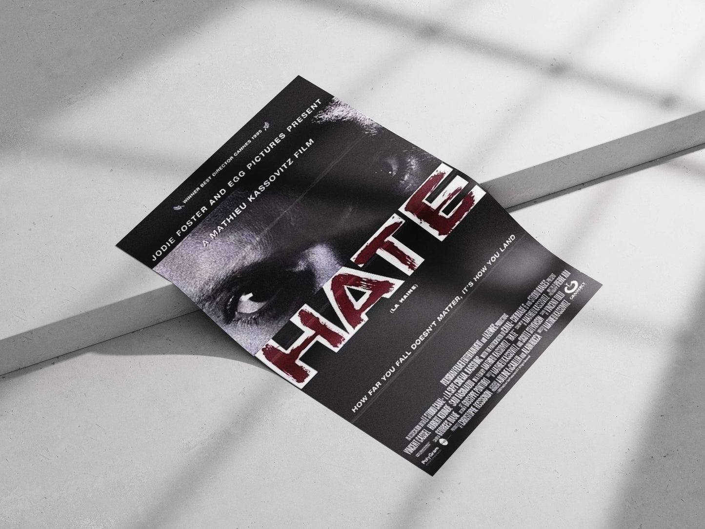HATE (La Haine), a film by Mathieu Kassovitz Main Subject: HATE (La Haine), a film by Mathieu Kassovitz Matte poster print —