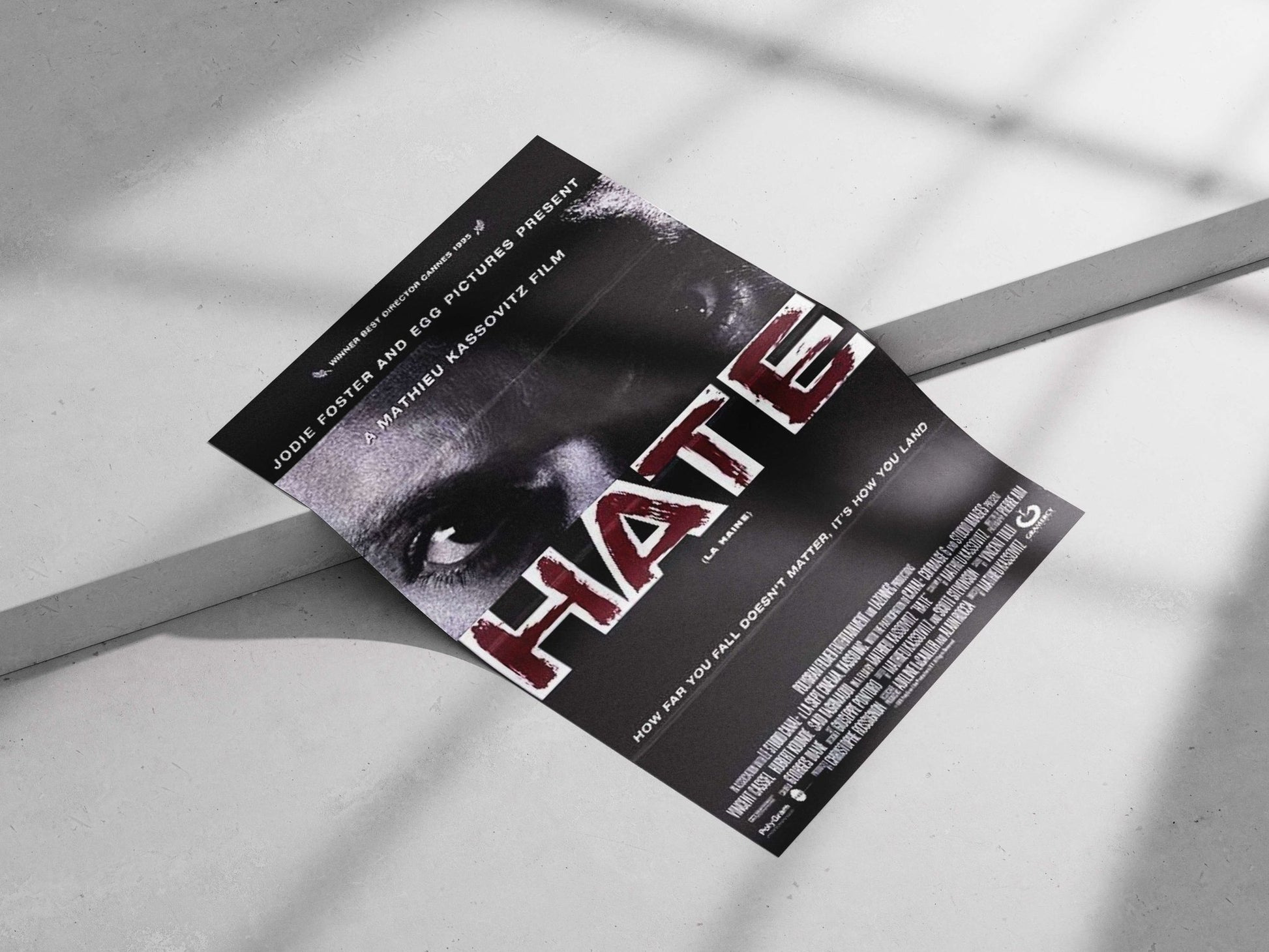 HATE (La Haine), a film by Mathieu Kassovitz Main Subject: HATE (La Haine), a film by Mathieu Kassovitz Matte poster print —
