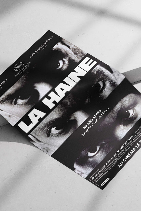 The film "La Haine" (1995), directed by Mathieu Kassovitz, starring Vincent Cassel, Hubert Koundé, and Saïd Taghmaoui. Main