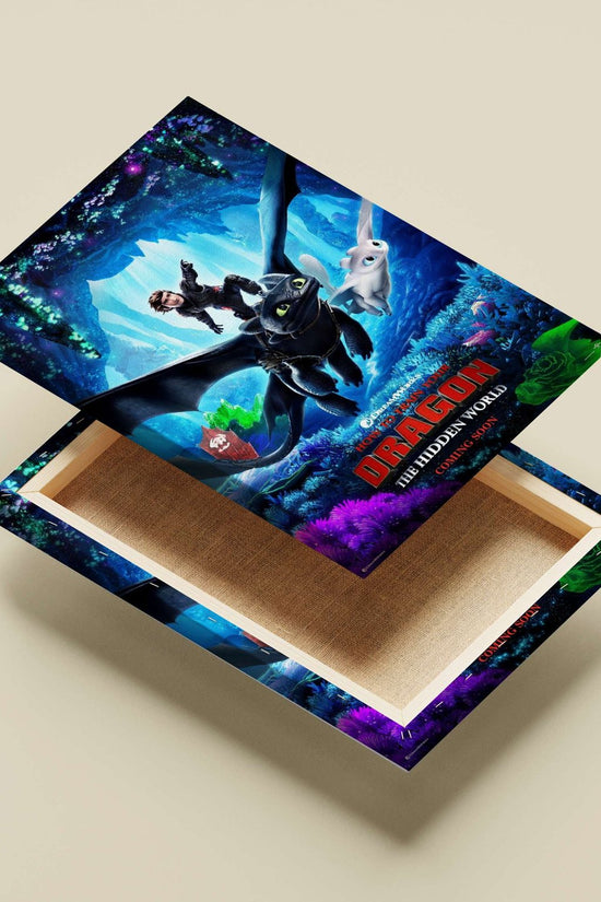Hiccup, Toothless, and Light Fury from "How to Train Your Dragon: The Hidden World" (2019). Main Subject: Hiccup, Toothless,