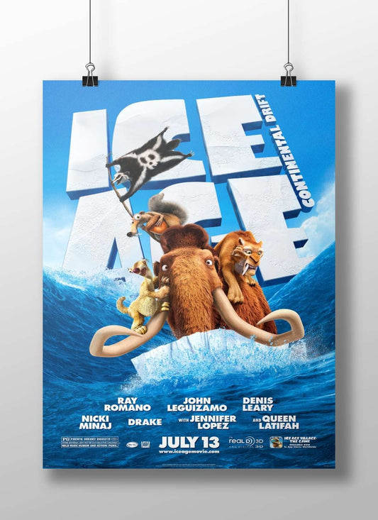 Ice Age franchise characters (Manny the mammoth, Scrat, Diego) from Ice Age: Continental Drift Main Subject: Ice Age