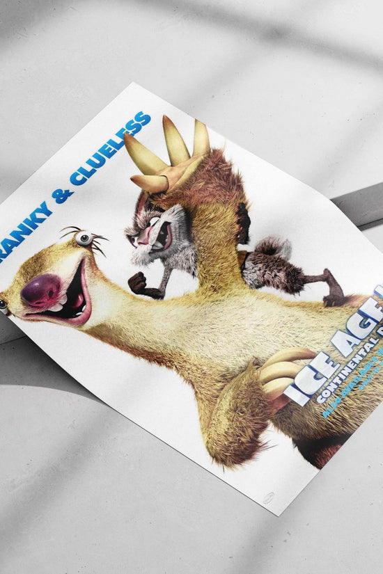 Crash and Eddie from the Ice Age 4 franchise. Main Subject: Crash and Eddie from the Ice Age 4 franchise. Matte poster print