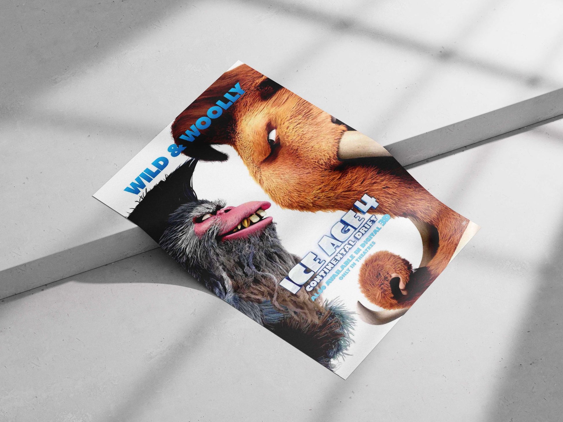 Manny the mammoth and Scrat the squirrel from Ice Age 4: Continental Drift Main Subject: Manny the mammoth and Scrat the