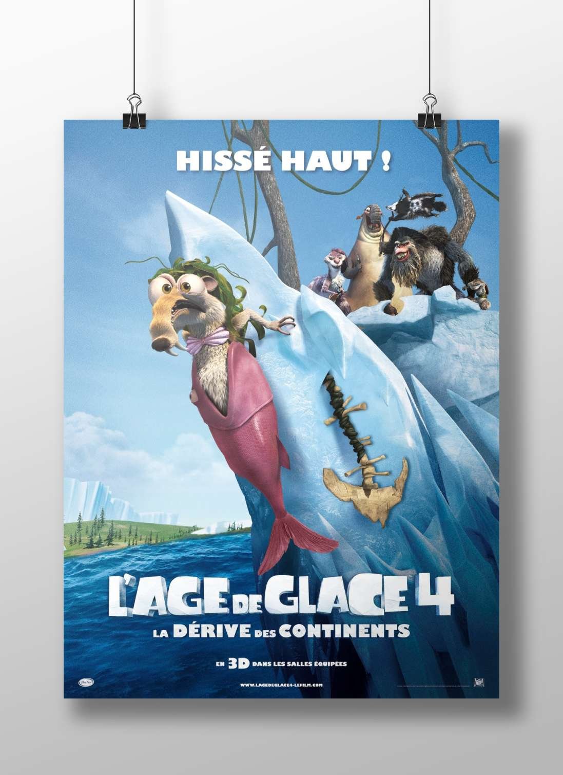 Ice Age 4 (L'Âge de Glace 4) franchise characters, specifically Scrat, Manny the mammoth, Diego the saber-toothed tiger, and