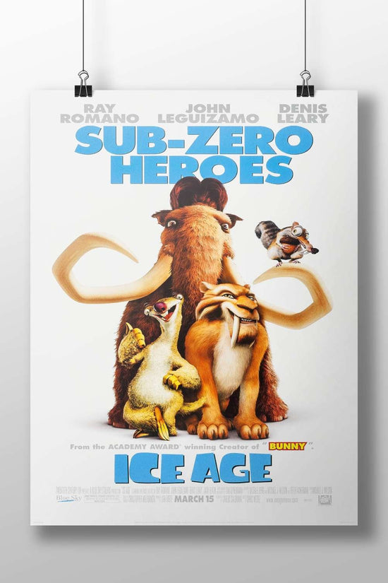 Ice Age franchise characters (Manny the mammoth, Diego the saber-toothed tiger, Scrat the squirrel) Main Subject: Ice Age