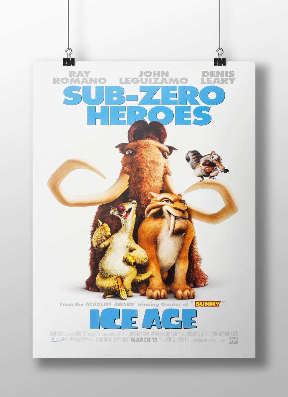 Ice Age franchise characters (Manny the mammoth, Diego the saber-toothed tiger, Scrat the squirrel) Main Subject: Ice Age