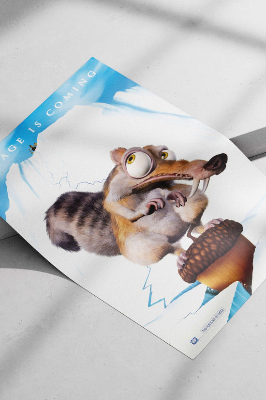 Scrat, the saber-toothed squirrel character from the Ice Age franchise Main Subject: Scrat, the saber-toothed squirrel