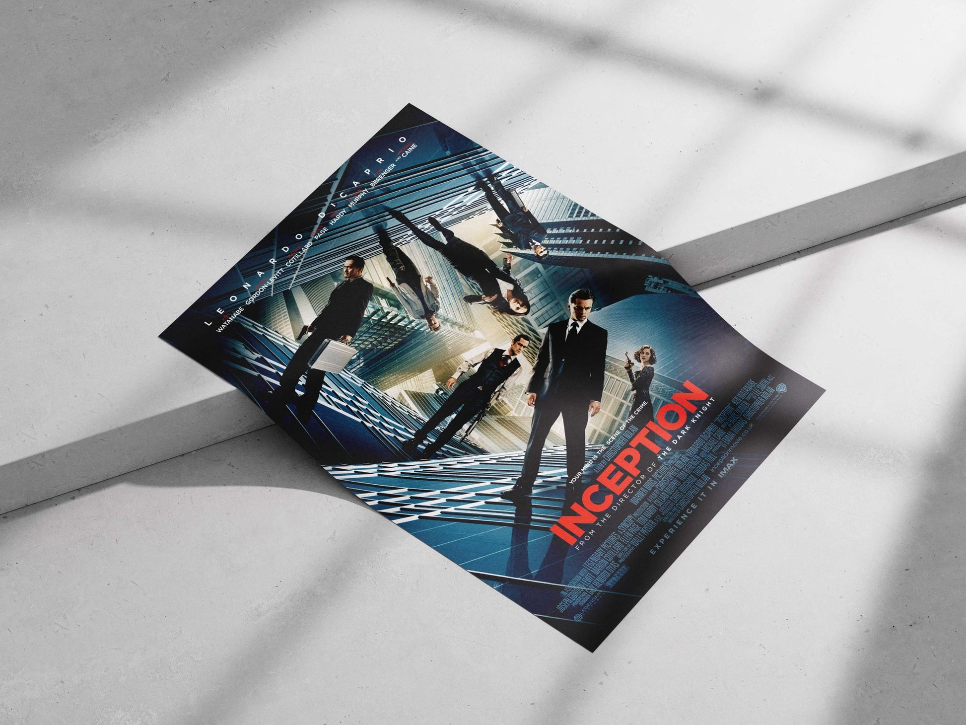 The film "Inception" (2010) starring Leonardo DiCaprio, Ken Watanabe, Joseph Gordon-Levitt, Marion Cotillard, Ellen Page,