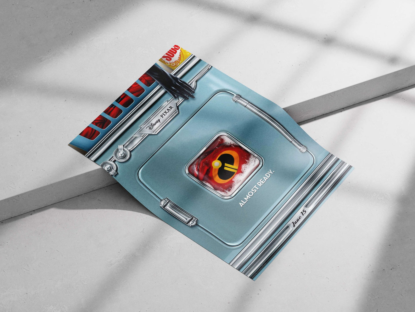 The Incredibles franchise (specifically its logo within a vintage-style freezer design) Main Subject: The Incredibles