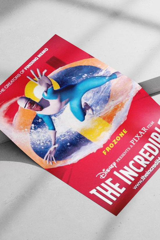 Frozone from The Incredibles Main Subject: Frozone from The Incredibles Matte poster print — Superhero wall art India |