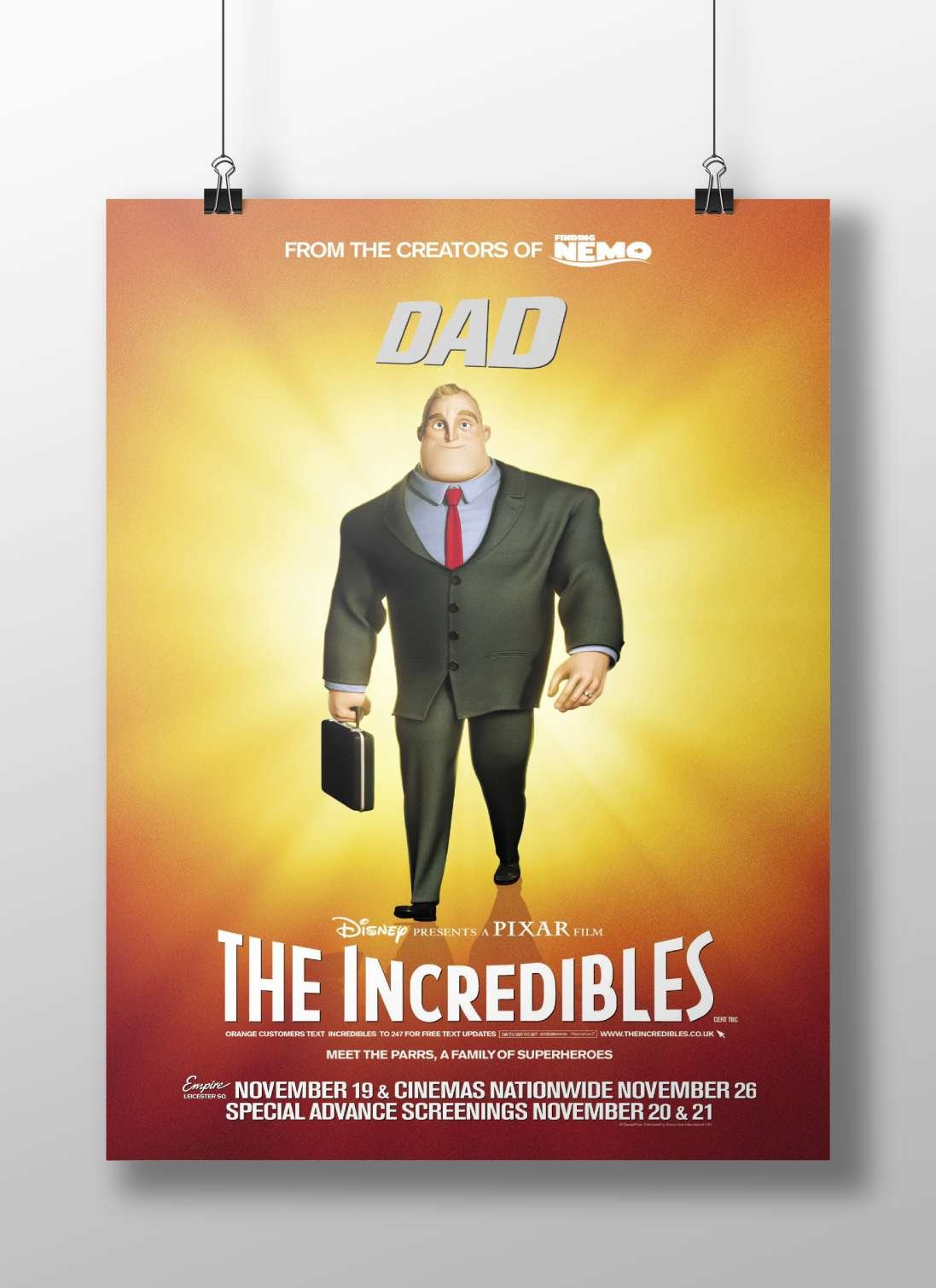 Mr. Parr (from The Incredibles) Main Subject: Mr. Parr (from The Incredibles) Matte BoizzBoard rigid print — Superhero wall
