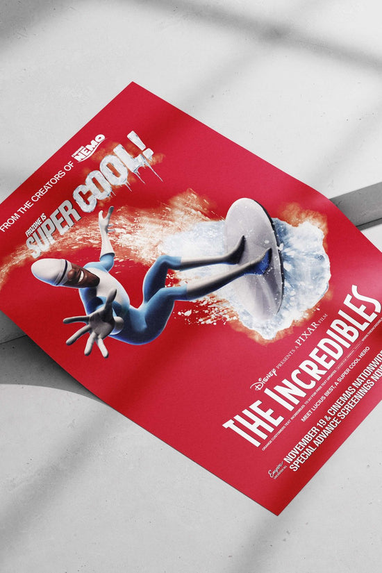 Lucius Best from The Incredibles Main Subject: Lucius Best from The Incredibles Matte poster print — Superhero wall art
