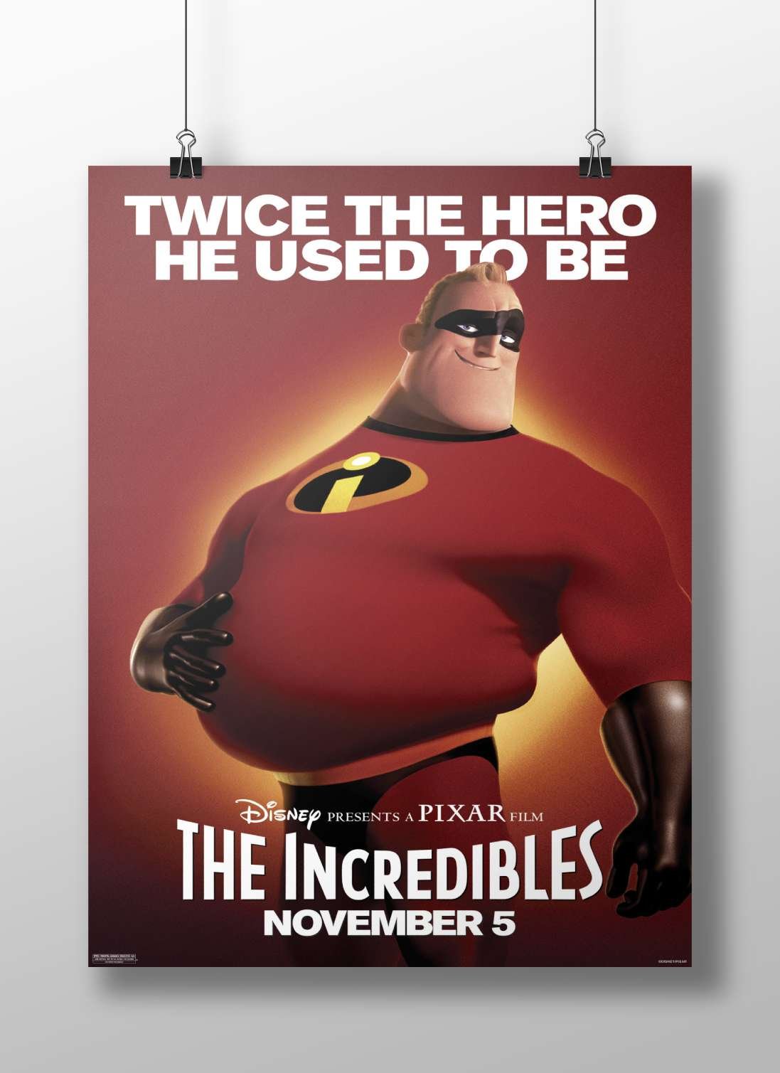 Mr. Incredible from The Incredibles franchise (Disney/Pixar film). Main Subject: Mr. Incredible from The Incredibles