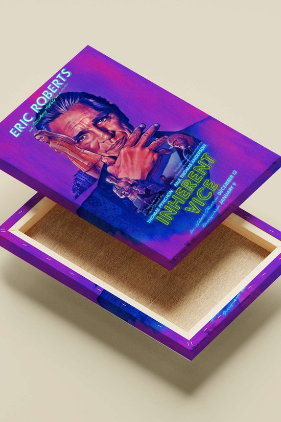 The movie poster for "Inherent Vice" (2014), starring Eric Roberts as Mickey Wolfmann, based on Thomas Pynchon's novel,