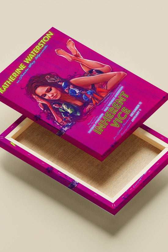 The film poster for "Inherent Vice" starring Katherine Waterston as Shasta Jay Hepworth. Main Subject: The film poster for