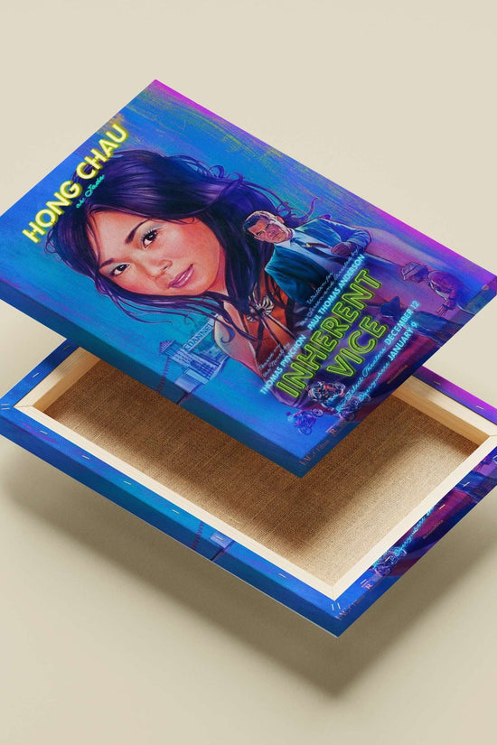 The movie poster for "Inherent Vice" (2014), featuring Hong Chau as Jade. Main Subject: The movie poster for "Inherent Vice"
