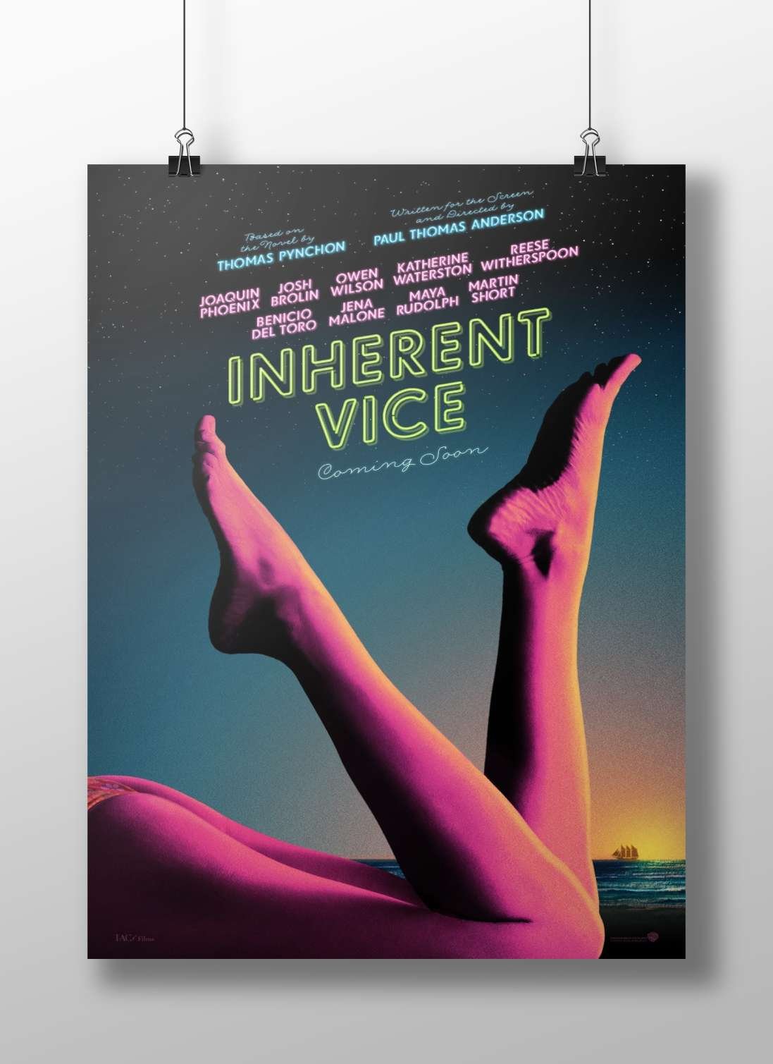 Inherent Vice movie poster by Paul Thomas Anderson (based on Thomas Pynchon's novel) Main Subject: Inherent Vice movie