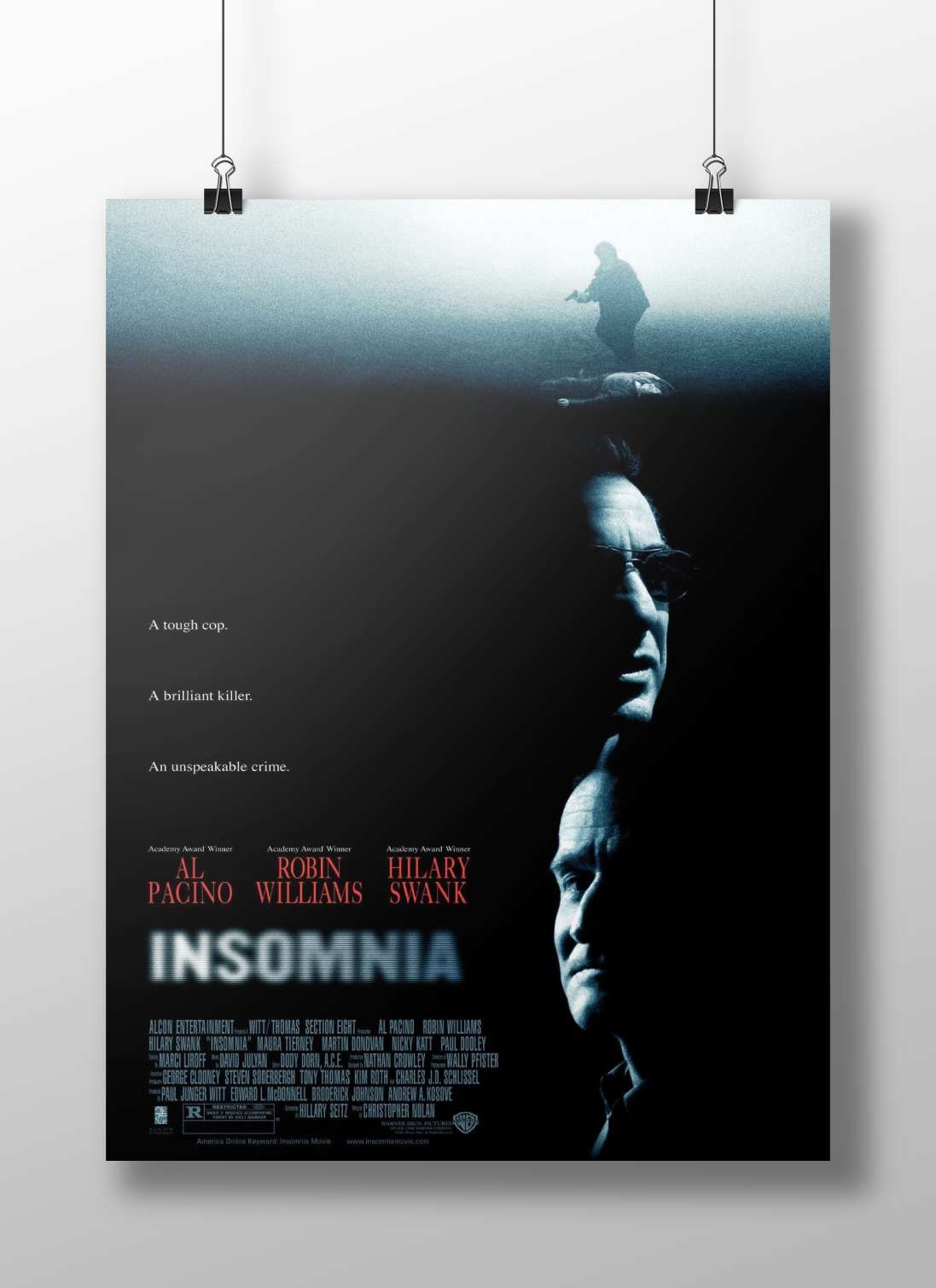 The film "Insomnia" (2002) starring Al Pacino, Robin Williams, and Hilary Swank Main Subject: The film "Insomnia" (2002)