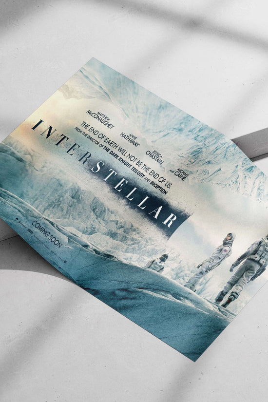 Interstellar (movie) starring Matthew McConaughey, Anne Hathaway, Jessica Chastain, and Michael Caine Main Subject: