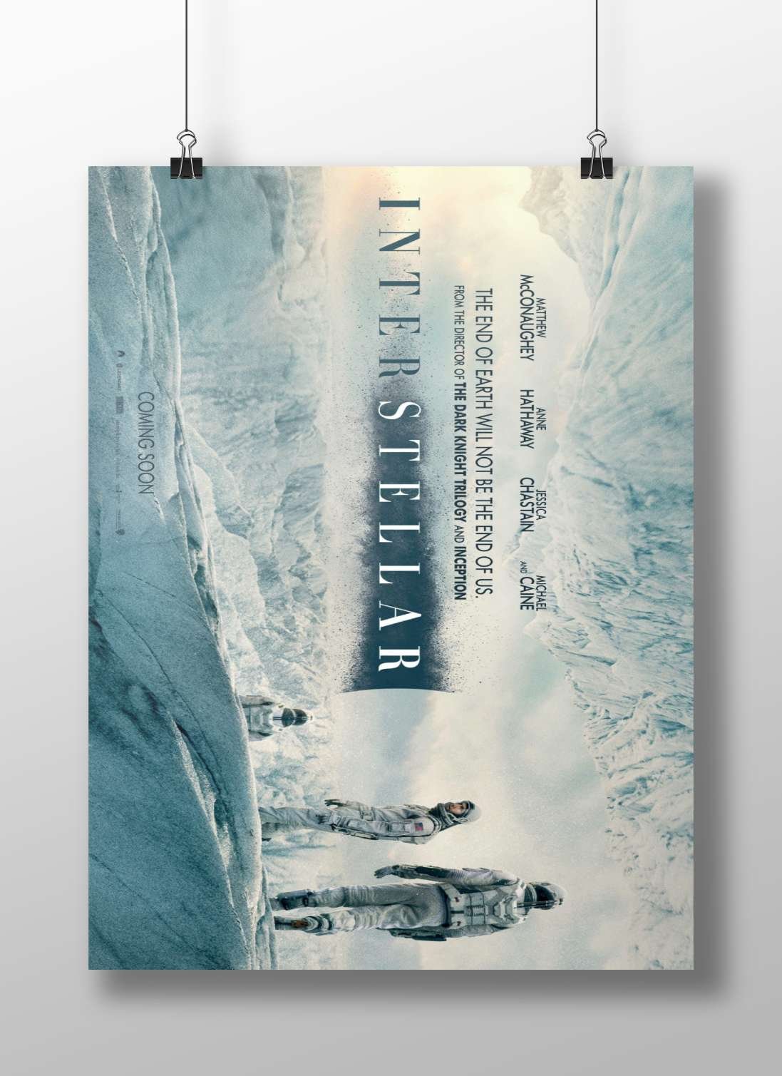 Interstellar (movie) starring Matthew McConaughey, Anne Hathaway, Jessica Chastain, and Michael Caine Main Subject: