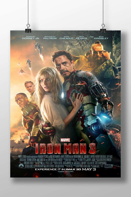 The cast of Marvel's Iron Man 3 (Robert Downey Jr., Gwyneth Paltrow, Don Cheadle, Guy Pearce, Ben Kingsley) Main Subject: