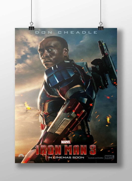 Don Cheadle as War Machine (James Rhodes) from Marvel's Iron Man 3 franchise. Main Subject: Don Cheadle as War Machine