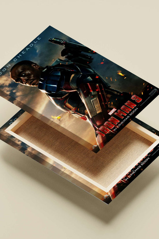 Don Cheadle as War Machine (James Rhodes) from Marvel's Iron Man 3 franchise. Main Subject: Don Cheadle as War Machine