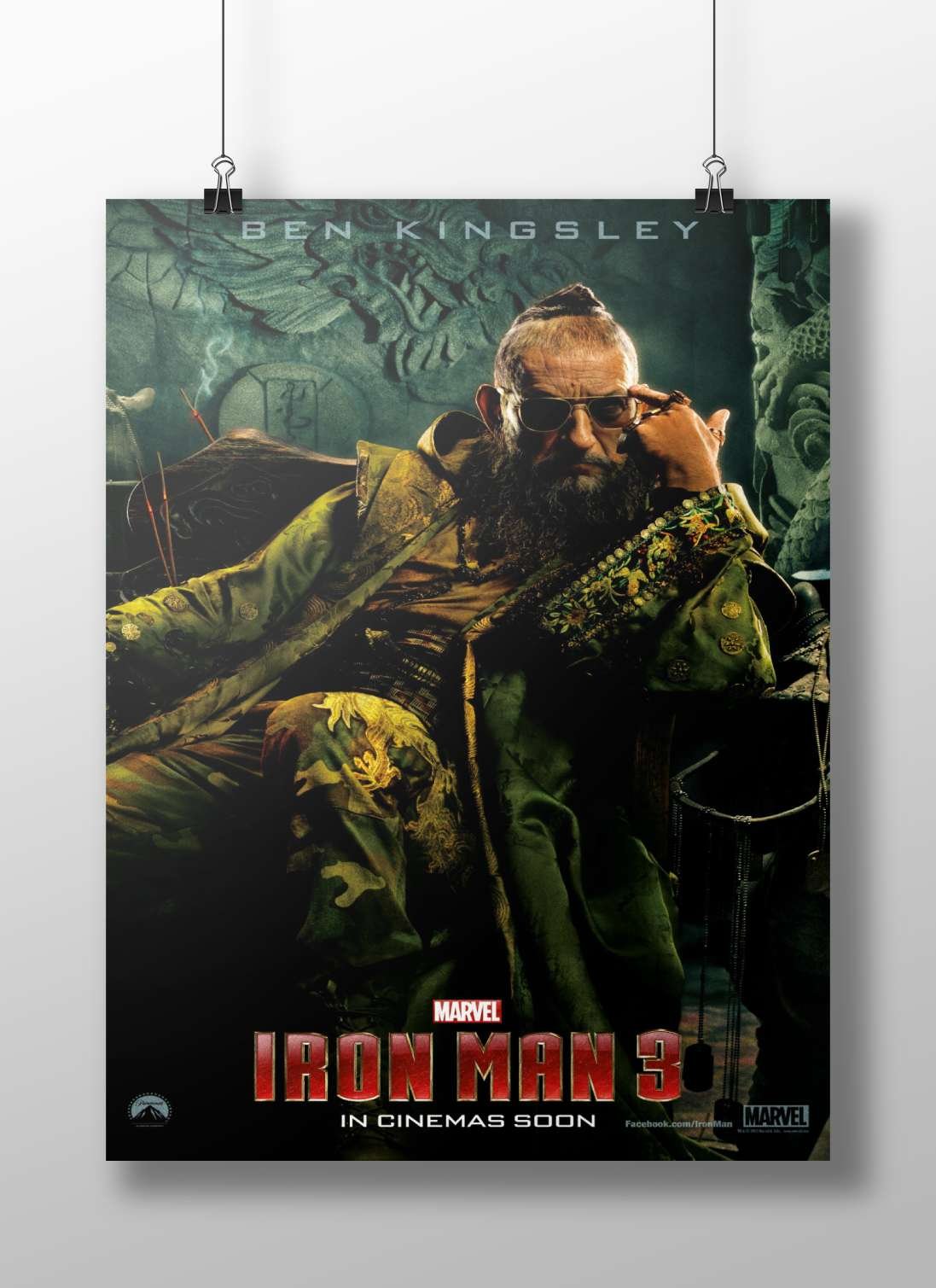 The Mandarin (Ben Kingsley as The Mandarin) from Marvel's Iron Man 3 franchise. Main Subject: The Mandarin (Ben Kingsley as