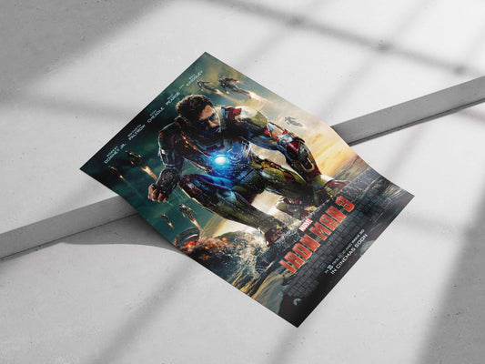 Robert Downey Jr. as Tony Stark (Iron Man) in the Mark 42 armor for *Iron Man 3*, part of the Marvel Cinematic Universe.