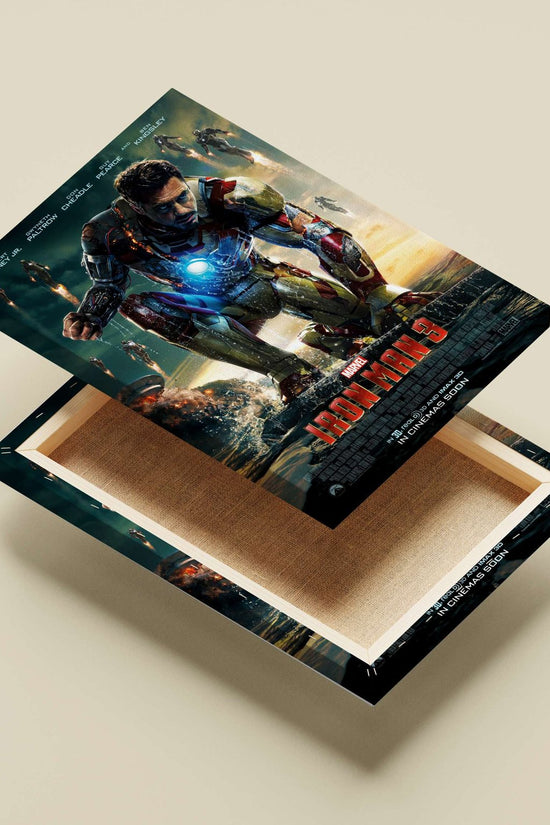 Robert Downey Jr. as Tony Stark (Iron Man) in the Mark 42 armor for *Iron Man 3*, part of the Marvel Cinematic Universe.