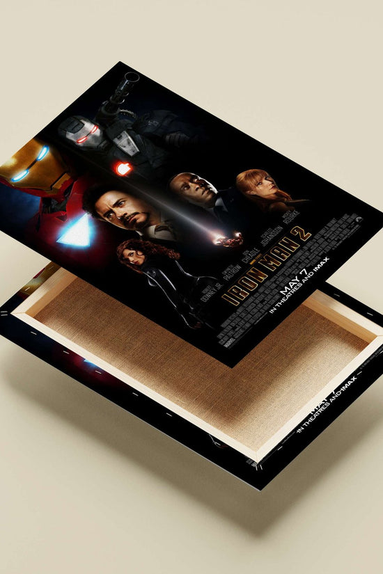 Marvel Cinematic Universe's Iron Man 2 film poster featuring Tony Stark (Iron Man), James Rhodes (War Machine), Natasha