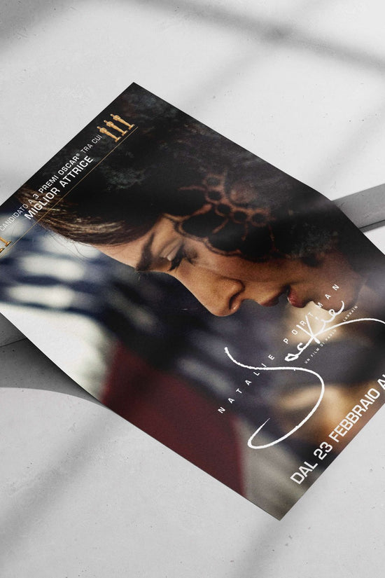 The film "Jackie" starring Natalie Portman. Main Subject: The film "Jackie" starring Natalie Portman. Matte poster print —