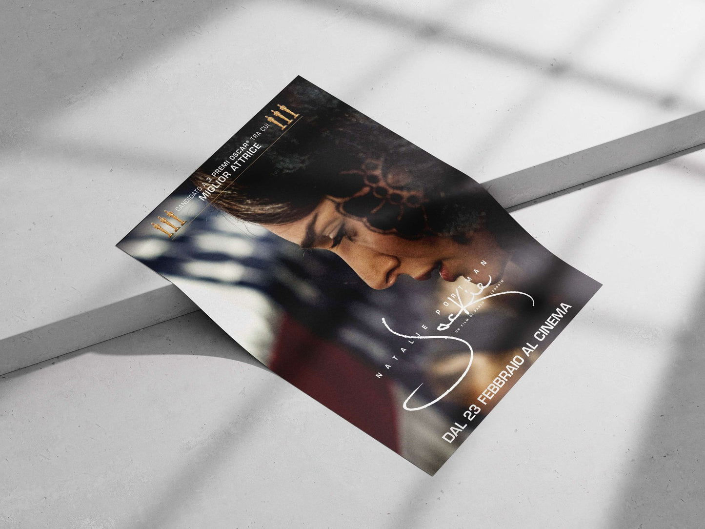 The film "Jackie" starring Natalie Portman. Main Subject: The film "Jackie" starring Natalie Portman. Matte poster print —