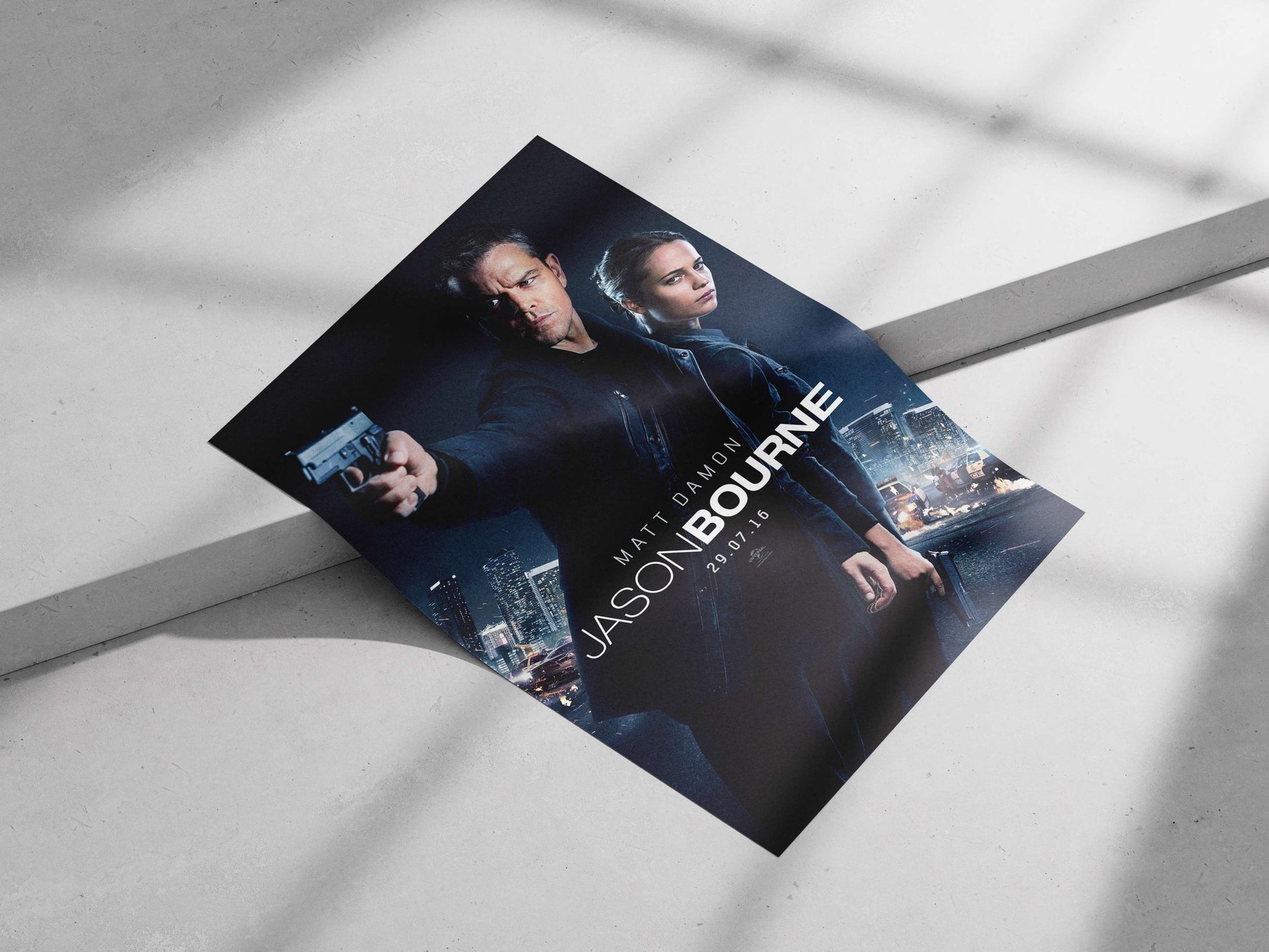 Jason Bourne franchise and Matt Damon Main Subject: Jason Bourne franchise and Matt Damon Matte poster print — Hollywood