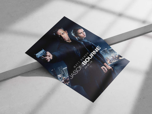 Jason Bourne franchise and Matt Damon Main Subject: Jason Bourne franchise and Matt Damon Matte poster print — Hollywood
