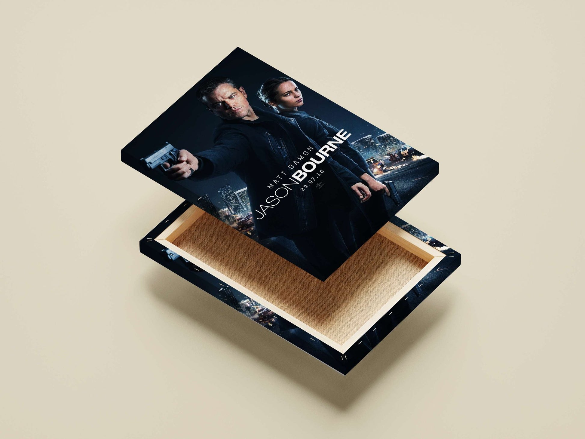 Jason Bourne franchise and Matt Damon Main Subject: Jason Bourne franchise and Matt Damon Canvas wall art — Hollywood wall