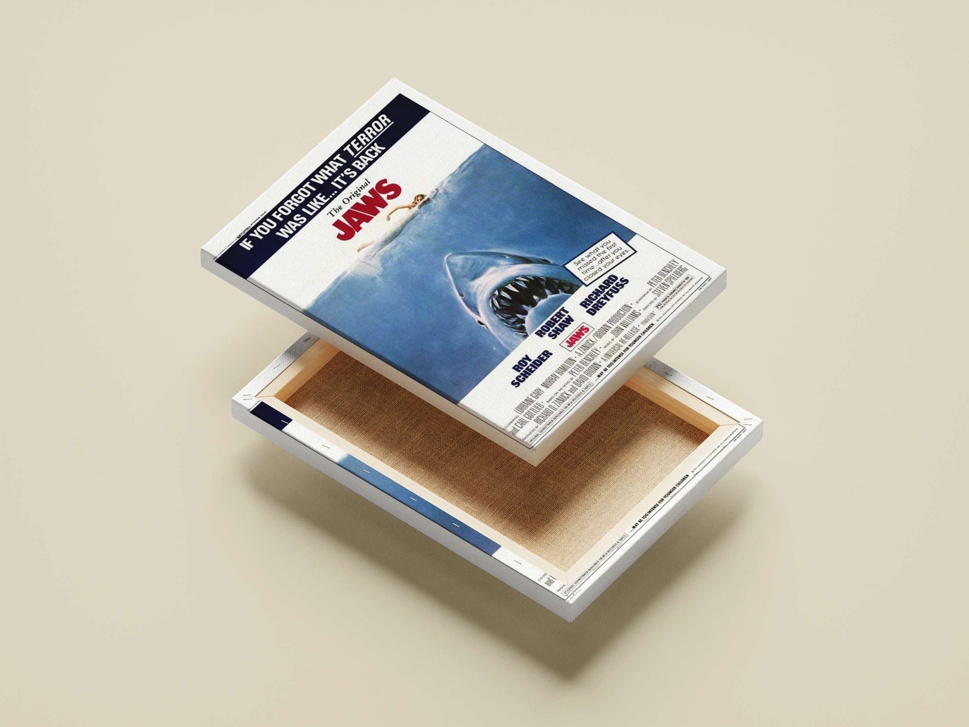 The Original Jaws (1975 film) movie poster Main Subject: The Original Jaws (1975 film) movie poster Canvas wall art —