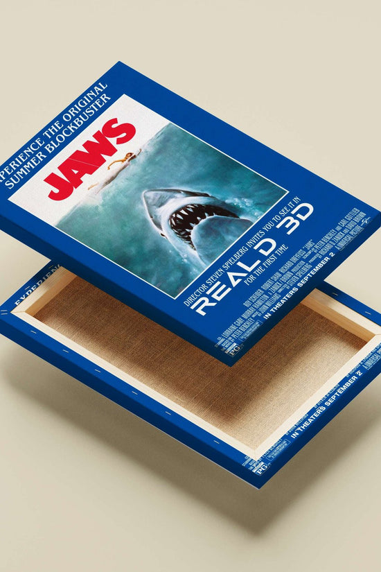 The Jaws (1975) film franchise by Steven Spielberg. Main Subject: The Jaws (1975) film franchise by Steven Spielberg. Canvas