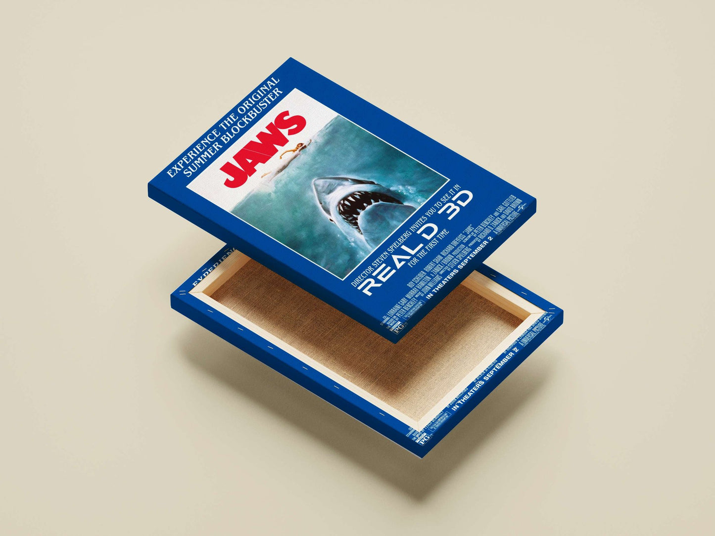 The Jaws (1975) film franchise by Steven Spielberg. Main Subject: The Jaws (1975) film franchise by Steven Spielberg. Canvas