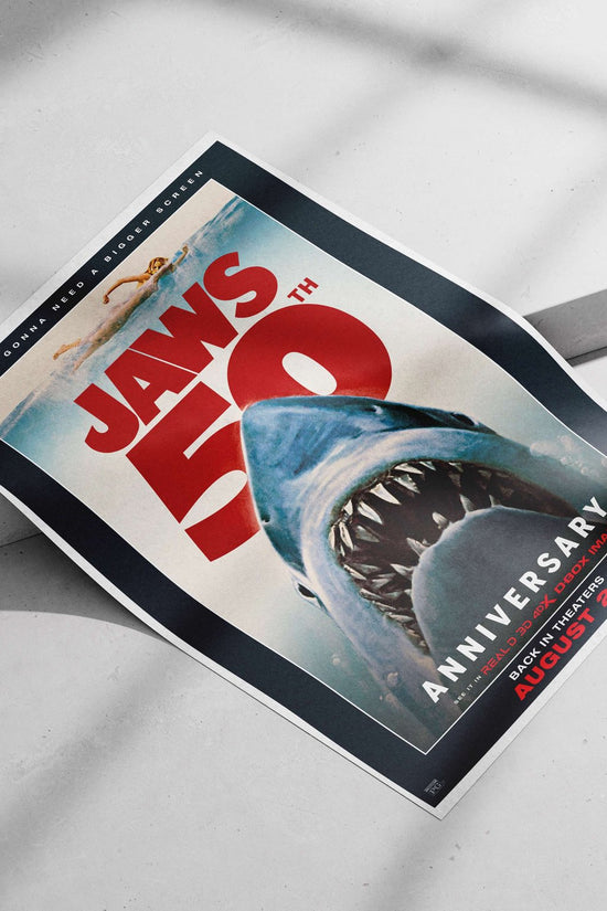 JAWS franchise (50th anniversary) Main Subject: JAWS franchise (50th anniversary) Matte poster print — Bollywood wall art