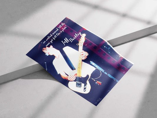 Jeff Buckley Poster – “We Walked Around ’Till the Moon Got Full Like a Plate” Quote | So Real Grace Album Art Print